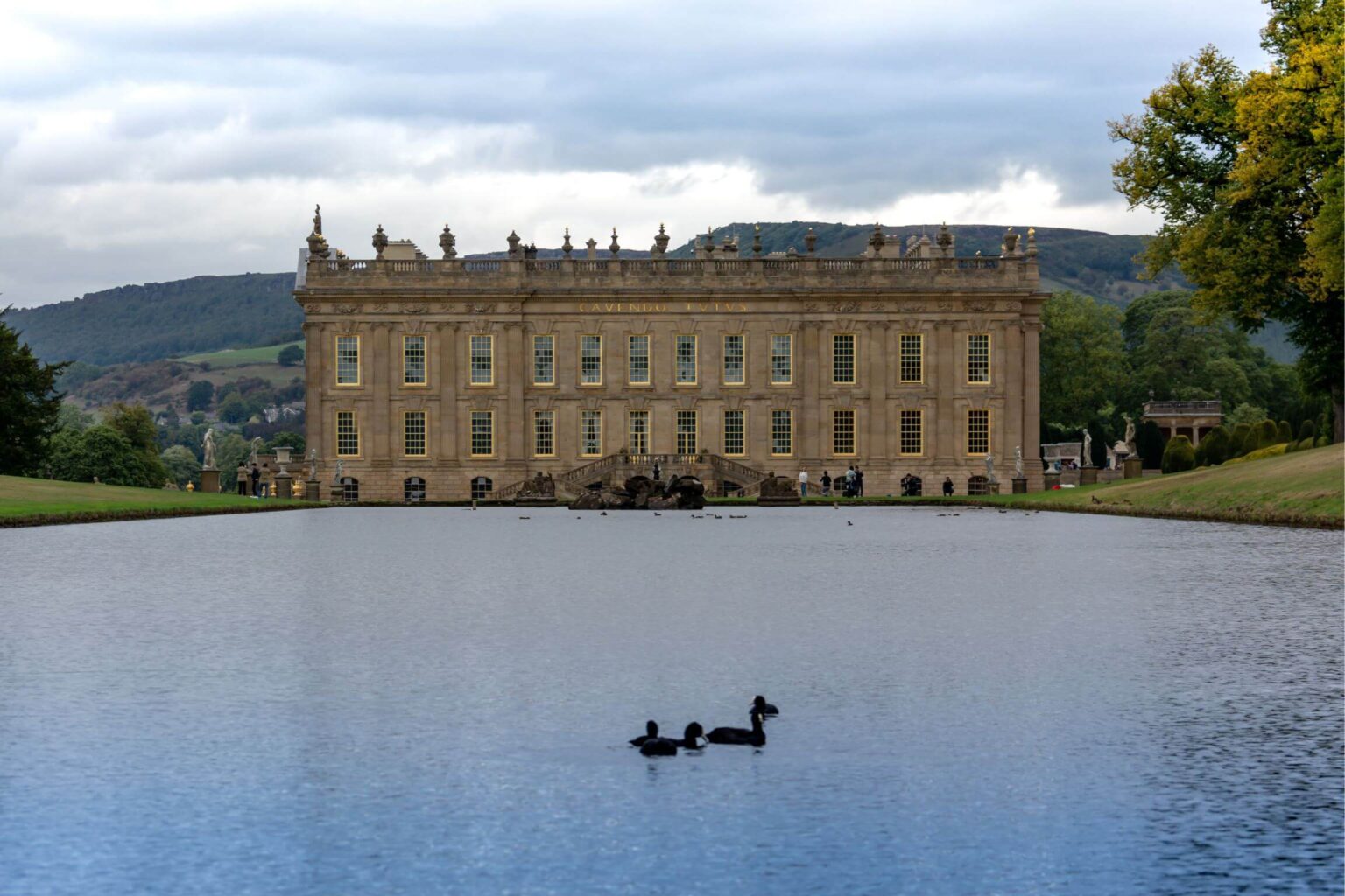 Chatsworth House, a historic stately home showcasing architectural grandeur.