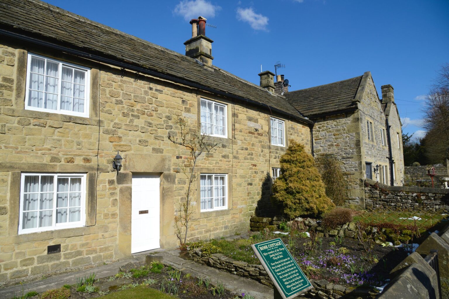 Eyam, the historic Plague Village with traditional stone cottages.