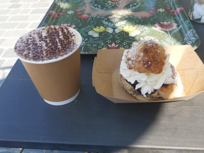 Blueberry scone and a coffee by the pier. Livin’ the life