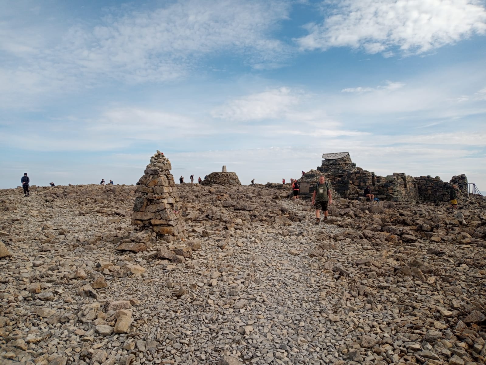 Side by side comparison of the trig point and emergency shelter